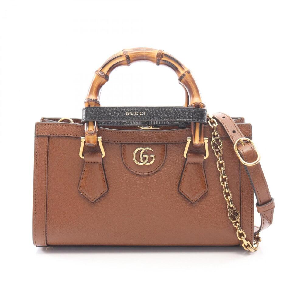 Gucci Diana Small 2-Way Handbag, Leather, Women's, Brown, 735153